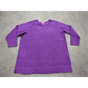 Woman Within Pullover Womens 1X Purple Fleece Tunic Top Loungewear